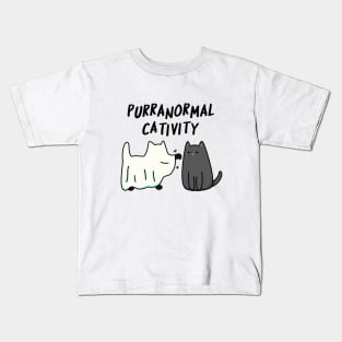 Purranormal Cativity Cute Halloween Cat Pun Kids T-Shirt